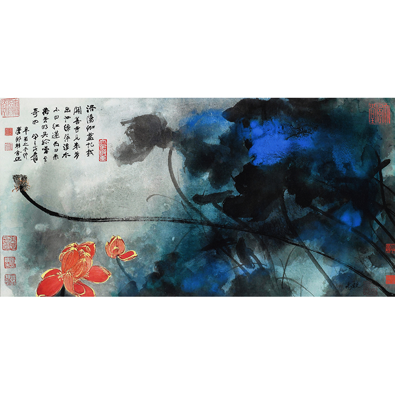 《泼彩钩金红莲 》 雅宣材质