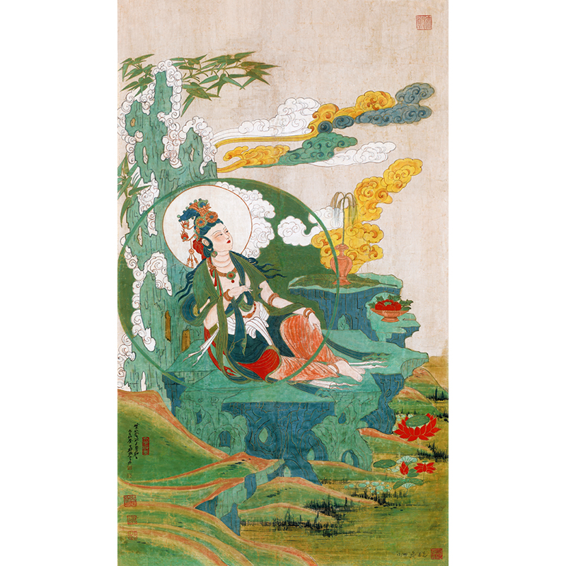 《水月观音》 绢本材质